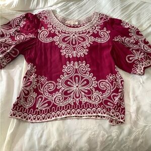 Embroidered Burgundy Blouse